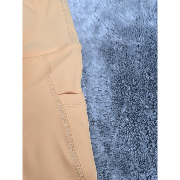 Yoga Workout Capri Pants Women Small Yellow 3 Pocket Compression Fit Knee Length - Picture 4 of 7